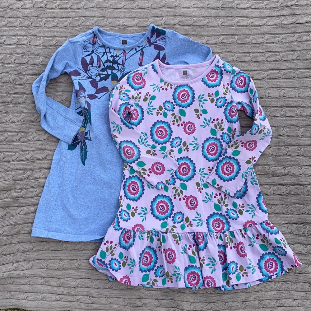Lot of 2 Tea Collection long sleeve print dresses